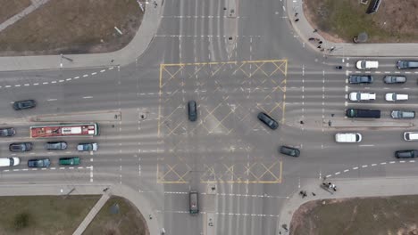 AERIAL:-Traffic-during-Rush-Hour-on-a-Very-Big-Crossroad