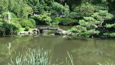 Pond-with-footbridge-and-pagoda-in-a-Japanese-garden