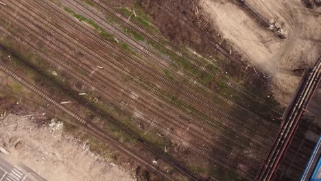 Aerial-Rotation-View-Of-Abandoned-Railway-Tracks