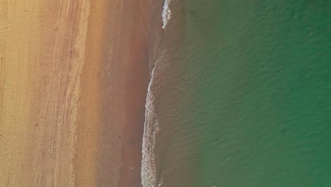 Aerial-view-of-calm-beach-waves