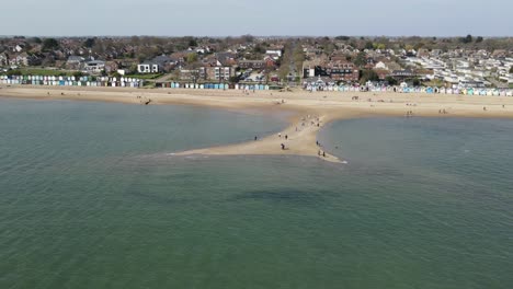 West-Mersea-Essex-Beach-Zeitraffer,-Hyperlapse-Uk-Luftaufnahmen-4k