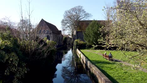 Flying-over-Great-Stour-river-at-Abbots-Mill-Gardens-Canterbury
