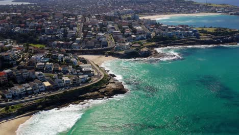 Panoramic-View-Of-Eastern-Suburbs-With-Bronte,-Tamarama,-And-Bondi-Beaches-During-Pandemic-In-Sydney,-NSW-Australia