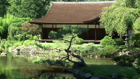 A-traditional-Japanese-house-with-surrounding-garden-and-pond
