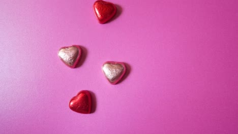 Papel-De-Aluminio-Brillante-Decorativo-Envuelto-Amor-En-Forma-De-Corazón-Dulce-Caramelo-Detener-Movimiento-Rosa-Colorido-Fondo