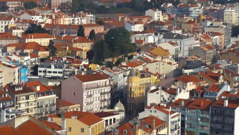 4K-Aerial-Shot-Of-Lisbon-Downtown-Architecture-near-Beato-At-Sunrise-Pan-Move