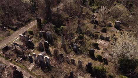 Aerial-View-Of-Abandoned-Cemetery.-Halloween-Background