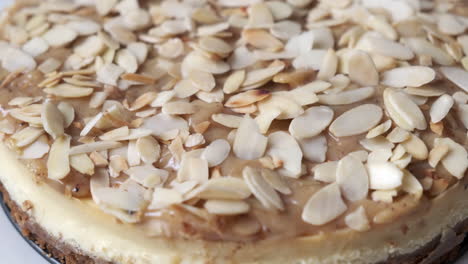 Homemade-Cheesecake-With-Almond-Flakes-On-Top