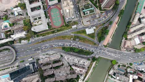 Verkehr-In-Der-Innenstadt-Von-Shenzhen,-China,-Luftbild