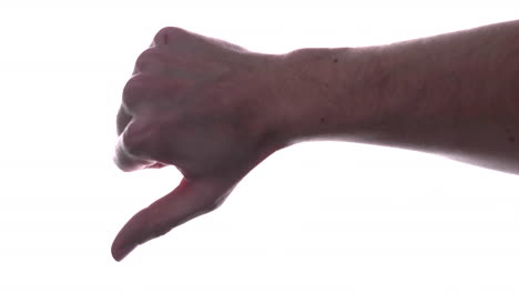 Daumen-Nach-Unten-Männliche-Handzeichen-Geste-Auf-Einem-Weißen-Hintergrund-Isoliert