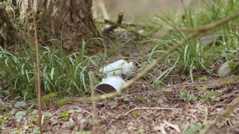 A-hand-in-a-protective-glove-collects-plastic-garbage-in-the-woods