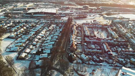 Aerial---Utby-villa-area,-suburb-of-Gothenburg,-Sweden,-wide-backward-shot