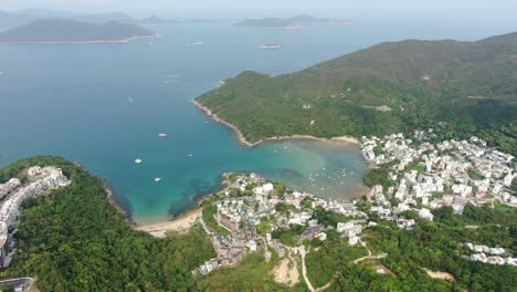 Hong-Kong-Sheung-Sze-Wan-Beach-Y-Tai-Hang-Hau-Village,-Vista-Aérea