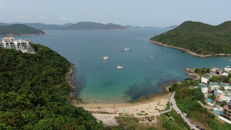 Hong-Kong-Sheung-Sze-Wan-Beach-Y-Tai-Hang-Hau-Village,-Vista-Aérea