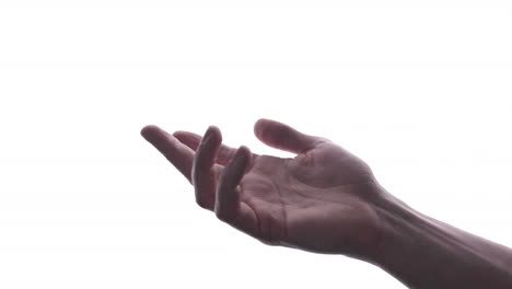 Mann-öffnet-Die-Handfläche-Der-Rechten-Hand-Auf-Weißem-Hintergrund
