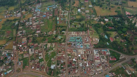 Aerial-view-over-a-market-in-a-African-Village---top-down,-drone-shot