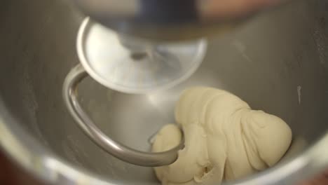 Bread-Dough-Preparation-with-Electric-Mixer-in-Stainless-Steel-Bowl,-Close-Up