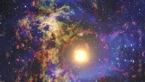 Nube-Nebulosa-Con-Luz-Estelar-En-El-Medio,-El-Universo