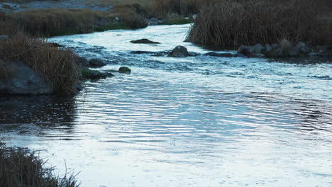 Water-Stream-at-Hot-Creek-Geological-Site,-Mono-County,-California,-Static,-Low-Angle