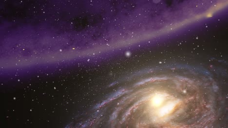 La-Galaxia-De-La-Vía-Láctea-Y-Las-Nubes-Nebulosas-Púrpuras-A-Su-Alrededor,-El-Universo