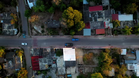 Cinematic-downward-drone-shot-of-the-streets-at-Merida-Mexico