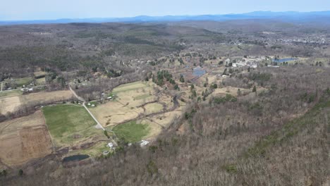 Aerial-drone-video-footage-of-rural-appalachia-on-a-sunny-spring-day