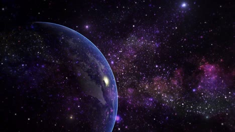 Planeta-Tierra-Con-Una-Nube-De-Nebulosas-Y-Estrellas-A-Su-Alrededor,-El-Universo