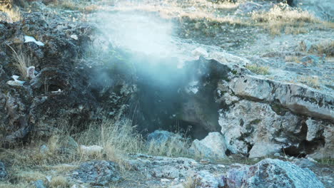 Hot-Steam-Rising-from-Ground,-Hot-Creek-Geological-Site,-Inyo-National-Forest,-Close-Up