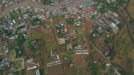 Aerial-drone-view-of-house-and-agriculture-in-rural-Kenya---Birdseye,-drone-shot
