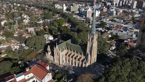 360-degree-aerial-view-of-San-Isidro-Cathedral-in-Buenos-Aires,-Argentina