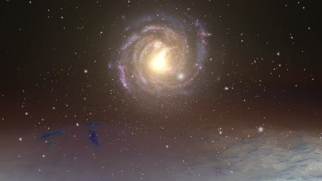 Una-Galaxia-En-Movimiento-Con-Una-Nube-Blanca-De-Nebulosas-Y-Rayos-Brillantes-En-El-Centro,-El-Universo
