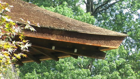 Side-view-of-a-hinoki-bark-roof-on-a-Japanese-house