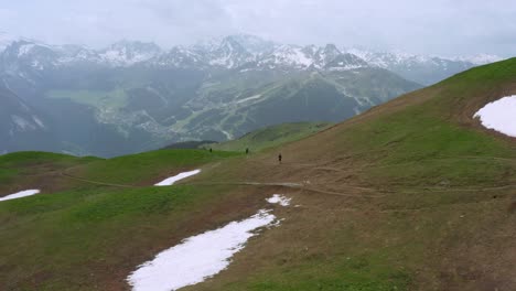 Mountain-running-Near-Chamonix-Mont-Blanc-In-Auvergne-Rhone-Alpes-Region,-France