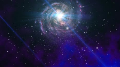 Blaue-Nebelwolke-Vor-Dem-Hintergrund-Einer-Sich-Bewegenden-Galaxie,-Universum