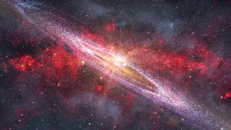 Círculos-Galácticos-Que-Giran-En-El-Gran-Universo-Sobre-Un-Fondo-De-Nebulosa-Roja,-Espacio