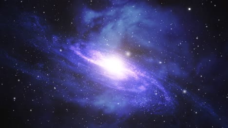 Galaxie,-Eingehüllt-In-Blaue-Nebelwolken,-Universum