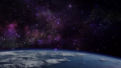 Erdoberfläche-Vor-Dem-Hintergrund-Von-Nebelwolken,-Dem-Universum