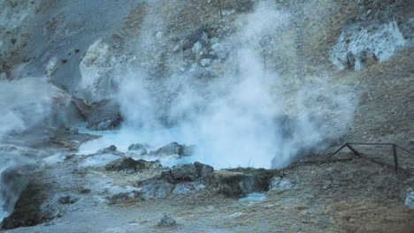 Heavy-Steaming-from-Hot-Spring,-Hot-Creek-Geological-Site,-Inyo-National-Forest,-Slow-Motion