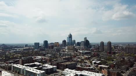 Aerial-view-of-Indianapolis-Skyline-during-cloudy-day