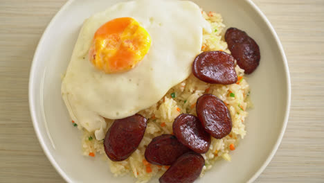fried-rice-with-fried-egg-and-Chinese-sausage---Homemade-food-in-Asian-style