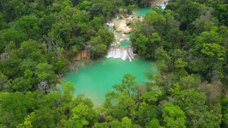 Aerial:-Cascadas-Roberto-Barrios-waterfall-in-Mexico,-arc-shot-of-natural-beauty