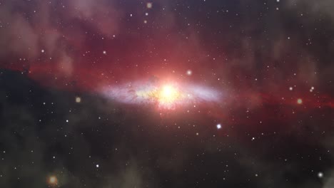 Una-Galaxia-Y-Nubes-Nebulosas-Rojas-En-El-Universo