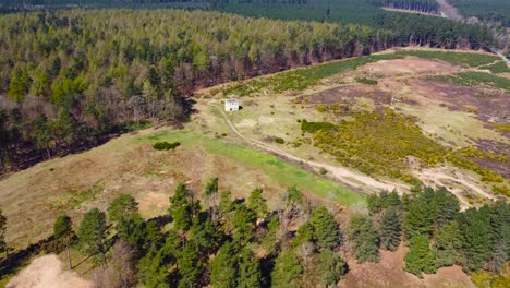 Drone-footage-of-Abandoned-places-Warren-Lodge,-Thetford-Forest