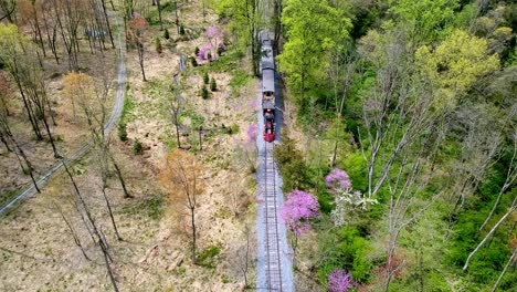 An-Aerial-View-of-an-1860's-Steam-Passenger-Train-Traveling-Thru-a-Wooded-Area-on-a-Lonely-Single-Rail-Road-Track
