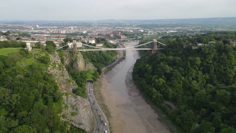 Clifton-Suspension-Bridge-with-Bristol-city-in-background-summer-2021-Aerial-footage
