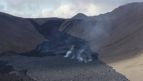 Black-earth-surface-from-volcanic-basalt-rock-in-Natthagi-valley,-Iceland