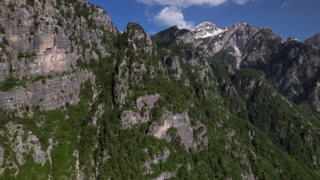 Rocky-slope-of-high-mountain-in-Albanian-Alps,-natural-environment-for-wild-goats-to-live