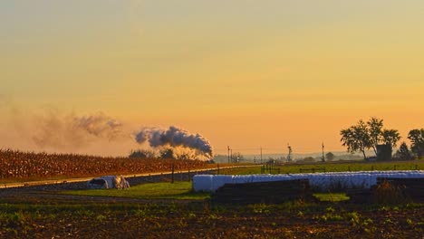 A-Steam-Passenger-Train-Approaching-With-a-Full-Head-of-Steam-at-Sunrise-During-the-Golden-Hour