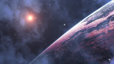 4k-Oberfläche-Des-Planetenerde-Sonnenuntergangs-Im-Weltraum