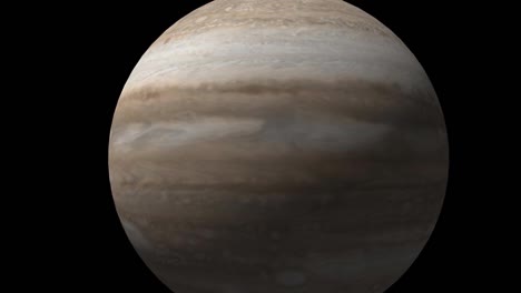 Primer-Plano-De-Júpiter-Aislado-Gran-Planeta-En-El-Espacio,-Girando-Sobre-Su-Eje